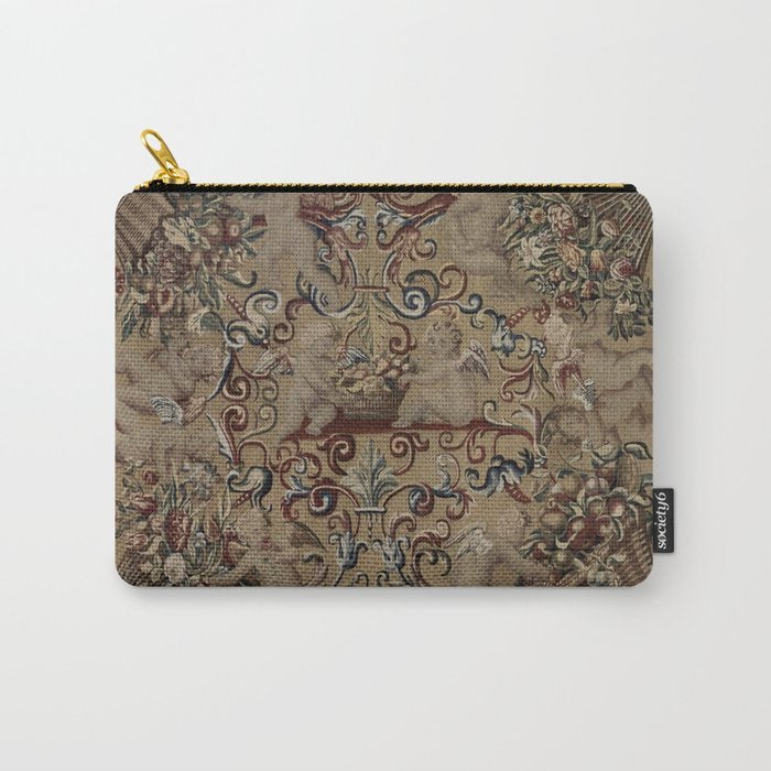 Antique 17th Century Drayton House English Tapestry Carry All Pouch Gallery Image 1