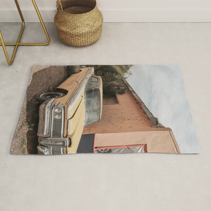 Vintage American Car Art Print | Famous Route 66 Scene Arizona Photo | USA Color Travel Photography Rug Gallery Image 1