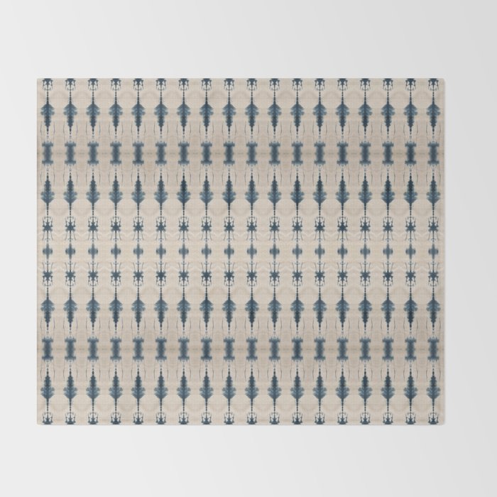 Indigo and Cream Shibori Throw Blanket Gallery Image 2