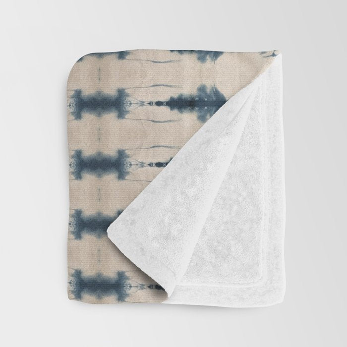 Indigo and Cream Shibori Throw Blanket Gallery Image 3