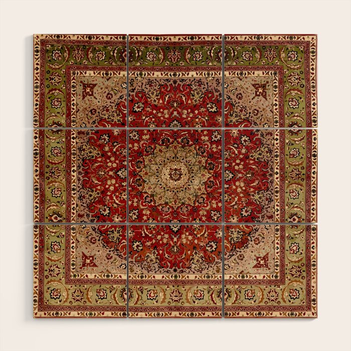 Antique Persian Vintage Rug Pattern Digital Art Wood Wall Art Gallery Image 1