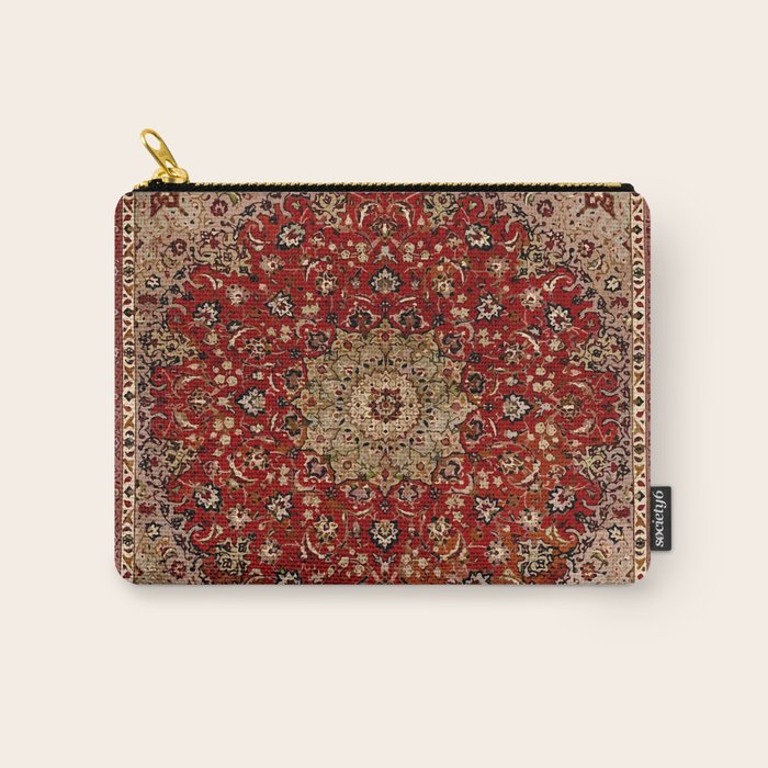 Antique Persian Vintage Rug Pattern Digital Art Carry All Pouch Gallery Image 1