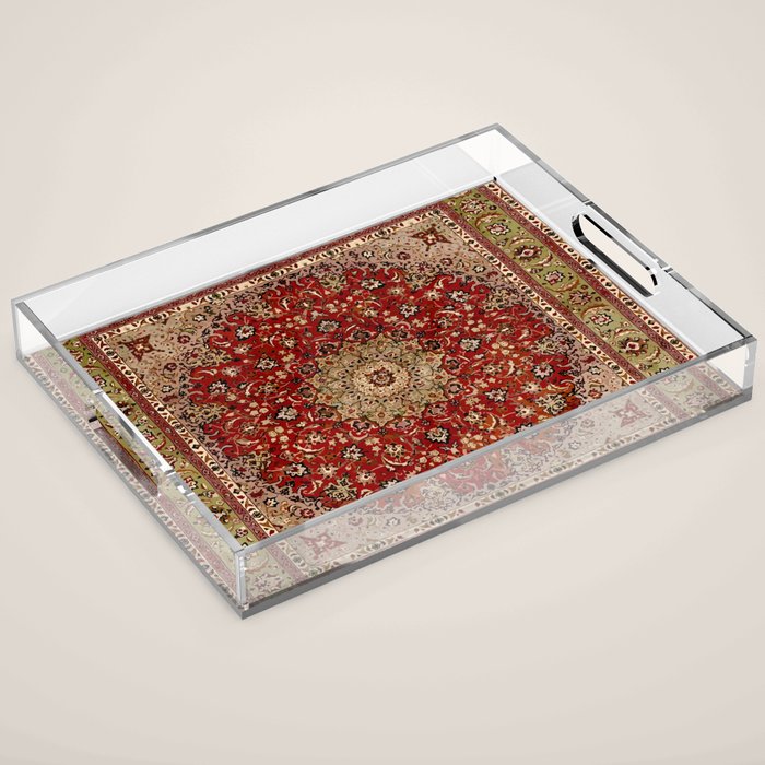 Antique Persian Vintage Rug Pattern Digital Art Acrylic Tray Gallery Image 1