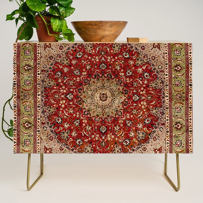 Antique Persian Vintage Rug Pattern Digital Art Credenza Gallery Image 1