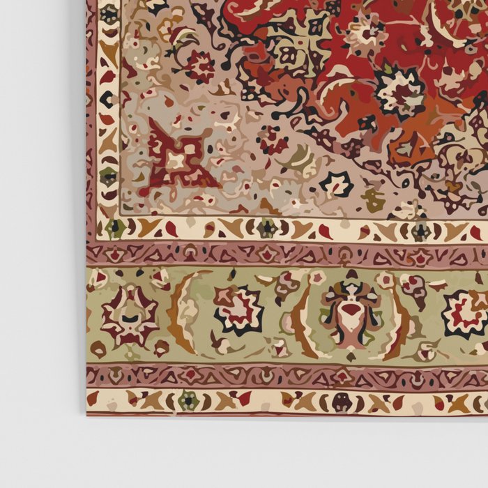 Antique Persian Vintage Rug Pattern Digital Art Poster Gallery Image 3