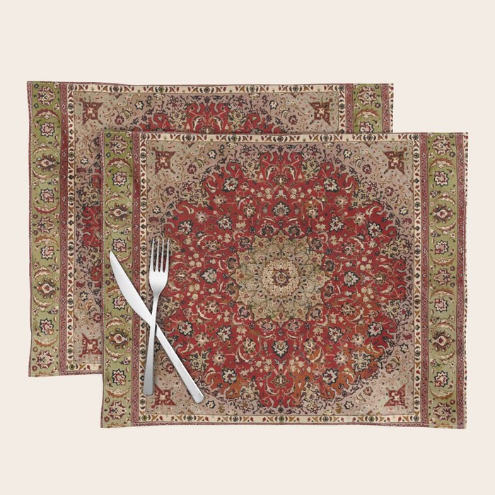 Antique Persian Vintage Rug Pattern Digital Art Placemat Gallery Image 1