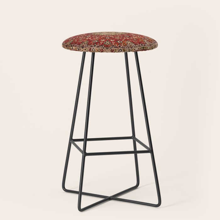 Antique Persian Vintage Rug Pattern Digital Art Stool Gallery Image 1