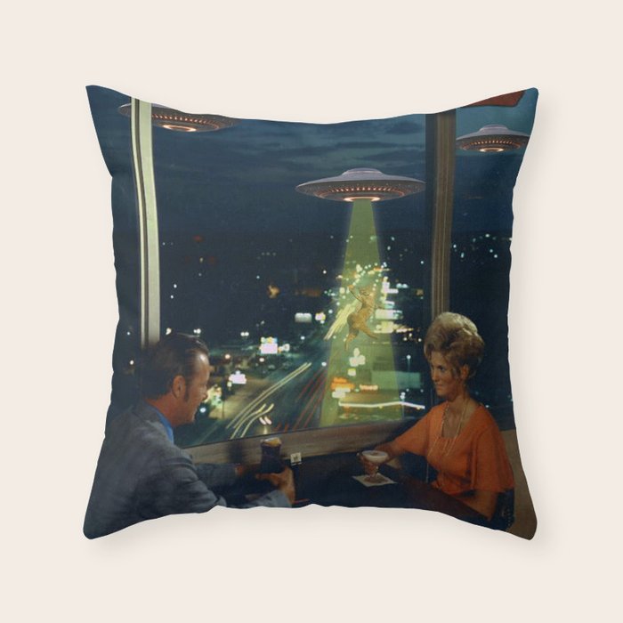 Meow! Cat abduction Throw Pillow Gallery Image 1
