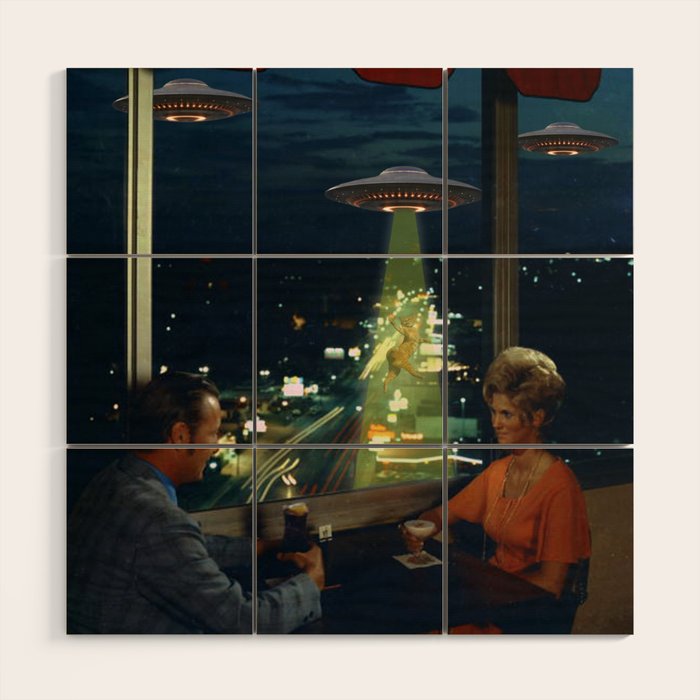 Meow! Cat abduction Wood Wall Art Gallery Image 1