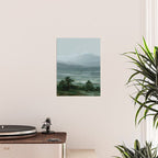 Japanese Wall Art Minimalist Bird Print Mountain Japandi Art Green Wabi Sabi Painting forest poster Poster Gallery Image 2