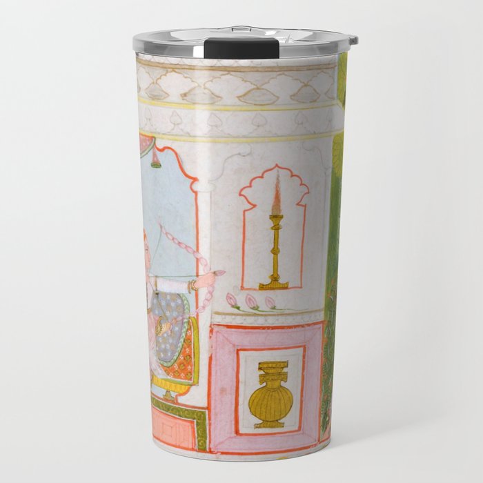 Two Lovers And The Morning Rooster Indian Painted Illustration Travel Mug Gallery Image 1