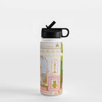 Two Lovers And The Morning Rooster Indian Painted Illustration Water Bottle Gallery Image 1