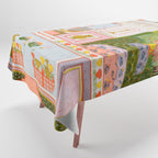 Two Lovers And The Morning Rooster Indian Painted Illustration Tablecloth Gallery Image 1