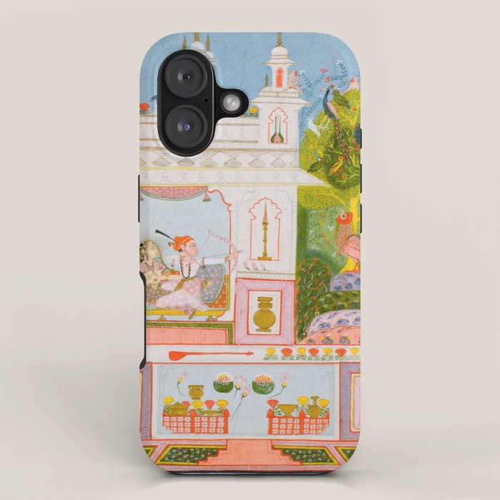 Two Lovers And The Morning Rooster Indian Painted Illustration iPhone Case Gallery Image 1