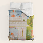 Two Lovers And The Morning Rooster Indian Painted Illustration Duvet Cover Gallery Image 6