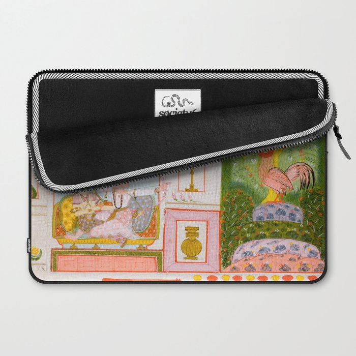 Two Lovers And The Morning Rooster Indian Painted Illustration Laptop Sleeve Gallery Image 2