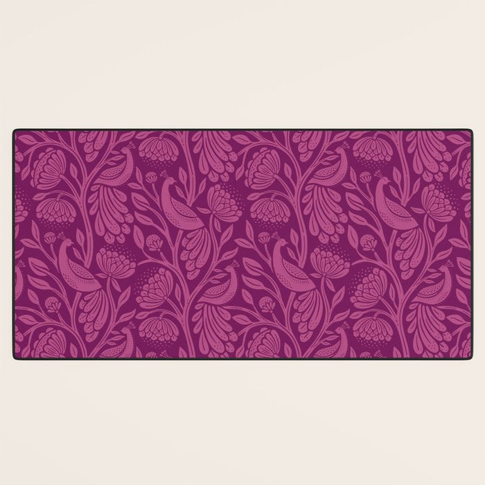 Peacock Dreams - berry Desk Mat Gallery Image 3