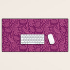 Peacock Dreams - berry Desk Mat Gallery Image 1