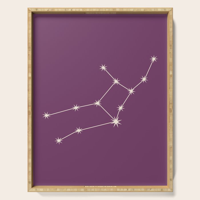 Virgo Zodiac Star Constellation Line Art Mauve Purple Serving Tray Gallery Image 1