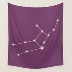 Virgo Zodiac Star Constellation Line Art Mauve Purple Wall Tapestry Gallery Image 4