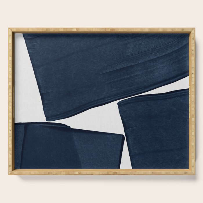 Minimalist Painting Blue III, Mid Century Modern Serving Tray Gallery Image 1
