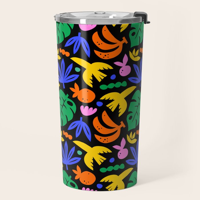 Colorful tropical summer nature art pattern Travel Mug Gallery Image 2