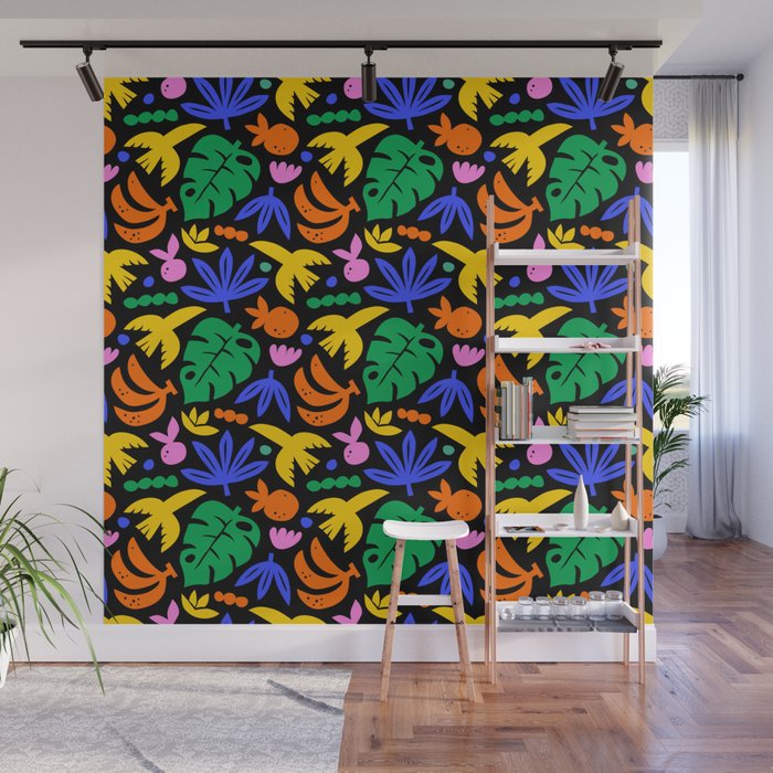 Colorful tropical summer nature art pattern Wall Mural Gallery Image 1