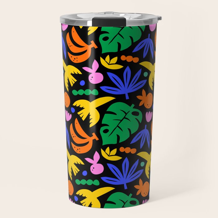 Colorful tropical summer nature art pattern Travel Mug Gallery Image 1