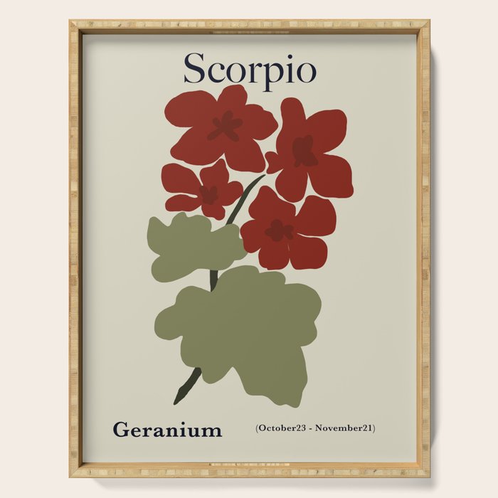 Scorpio red geranium  Serving Tray Gallery Image 1