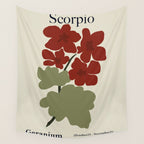 Scorpio red geranium  Wall Tapestry Gallery Image 4