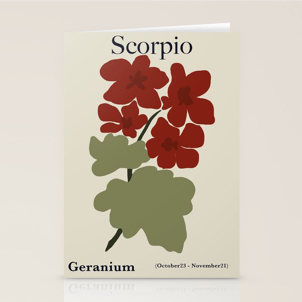 Scorpio red geranium  Stationery Card Gallery Image 2