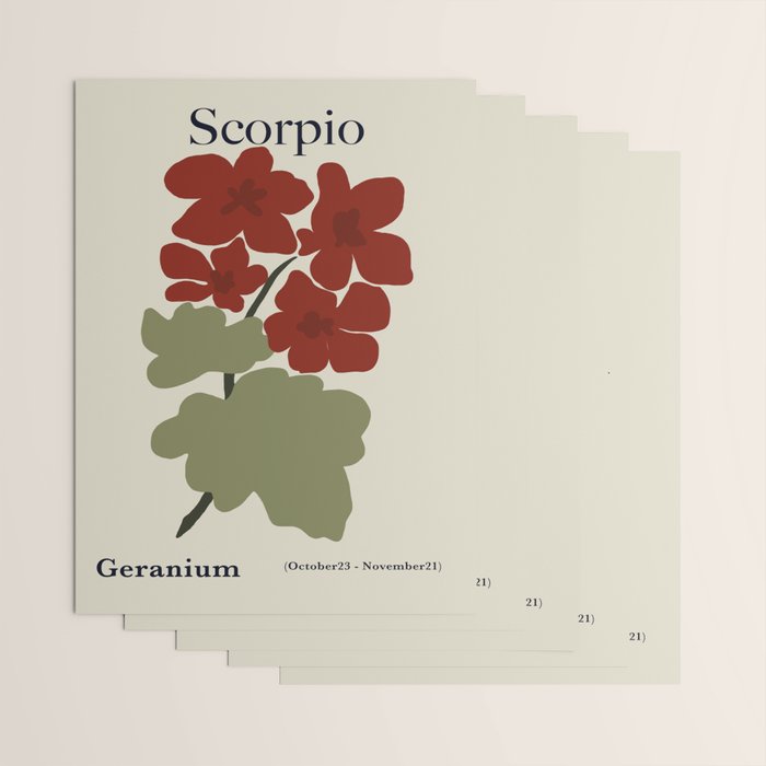 Scorpio red geranium  Wrapping Paper Gallery Image 3