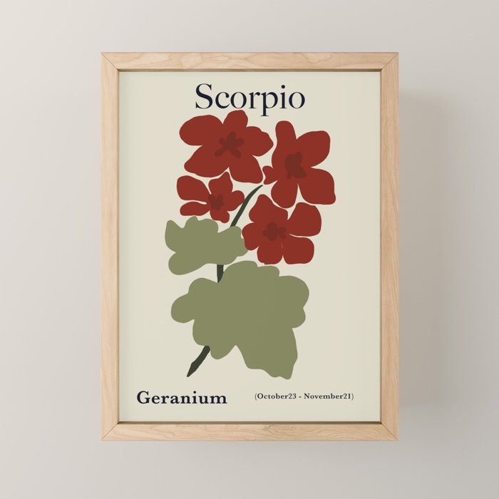Scorpio red geranium  Mini Art Print Gallery Image 1