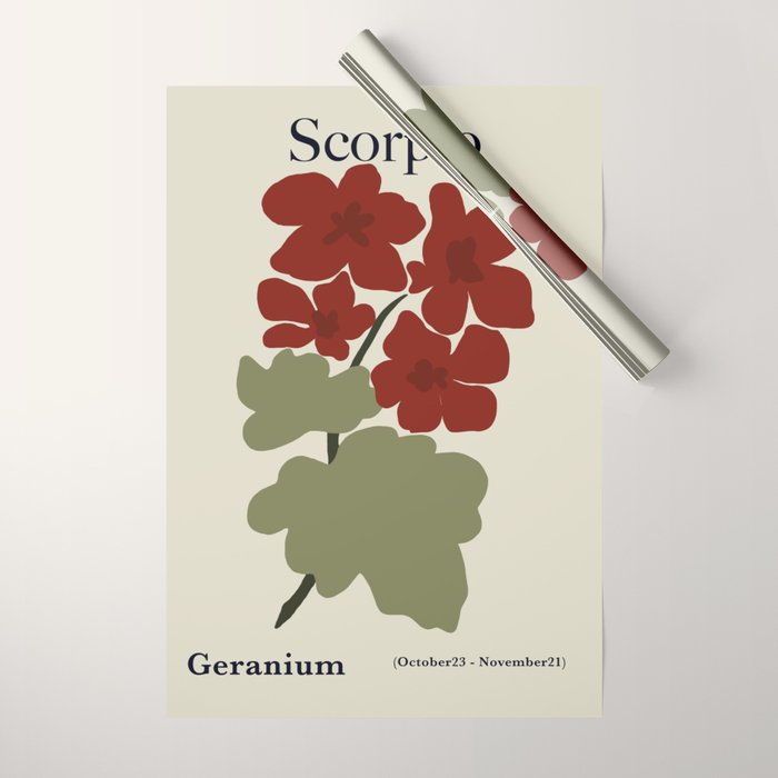 Scorpio red geranium  Wrapping Paper Gallery Image 1