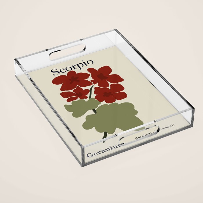 Scorpio red geranium  Acrylic Tray Gallery Image 1