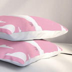 Flying Swans Illustration - Pink Sky with Clouds and Stars Pillow Sham Gallery Image 3