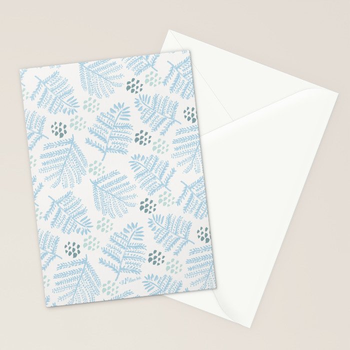 Winter & Woodsy Pine Trees in White & Blue Stationery Card Gallery Image 2