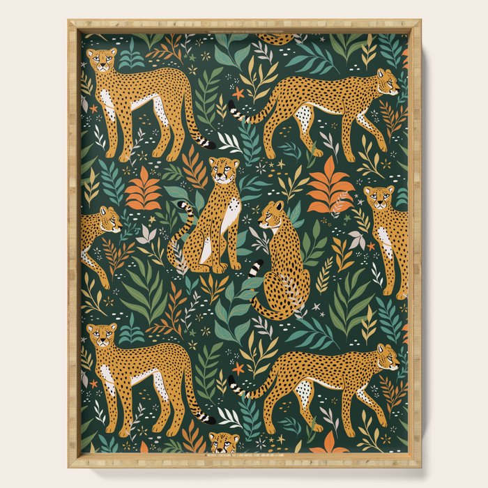 Spring Cheetah Pattern II - Lush Green Serving Tray Gallery Image 1