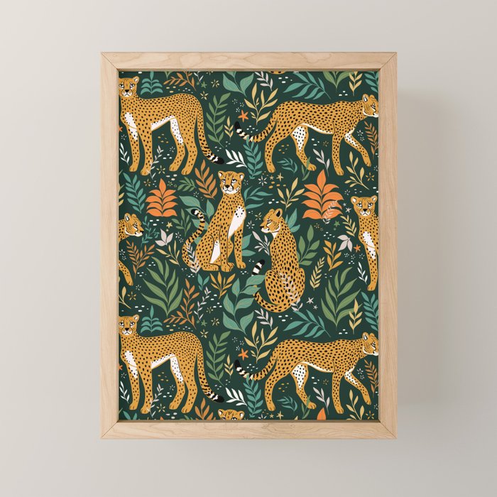 Spring Cheetah Pattern II - Lush Green Mini Art Print Gallery Image 1