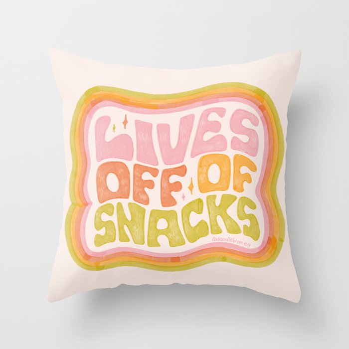 Lives Off Snacks Throw Pillow Gallery Image 1