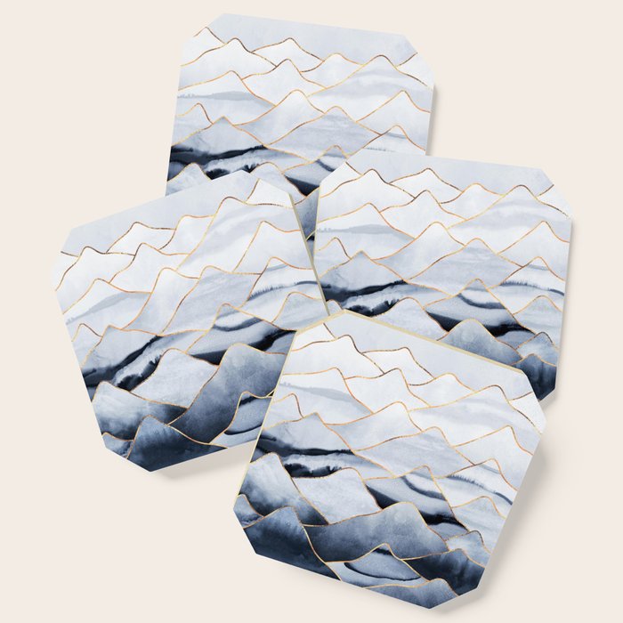 Mountains 2 - Gold Colored Lines Coaster Gallery Image 1