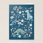 Folk Dinosaurs in Blue Stationery Card Gallery Image 2