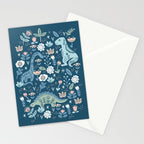 Folk Dinosaurs in Blue Stationery Card Gallery Image 2