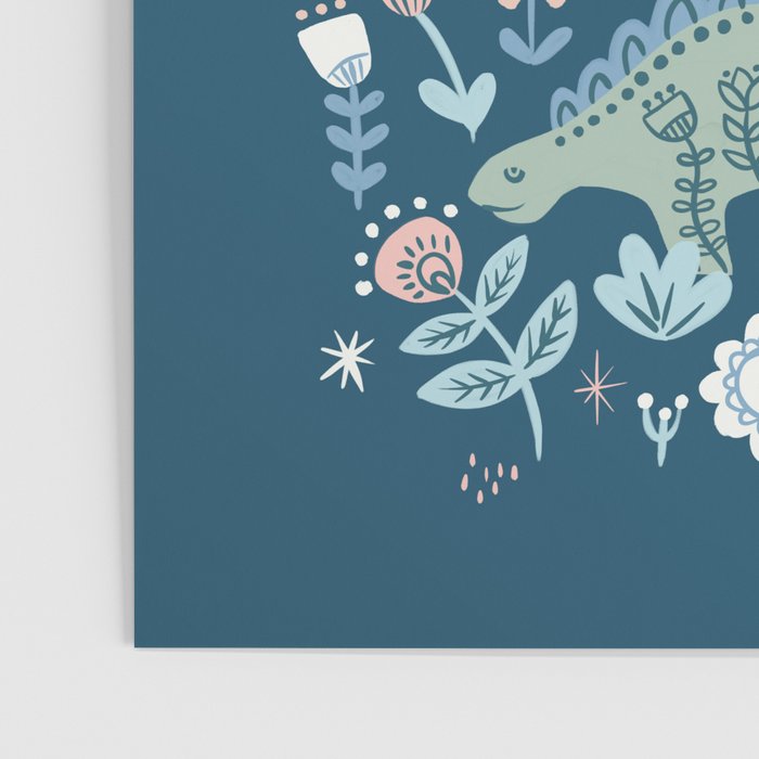 Folk Dinosaurs in Blue Poster Gallery Image 3
