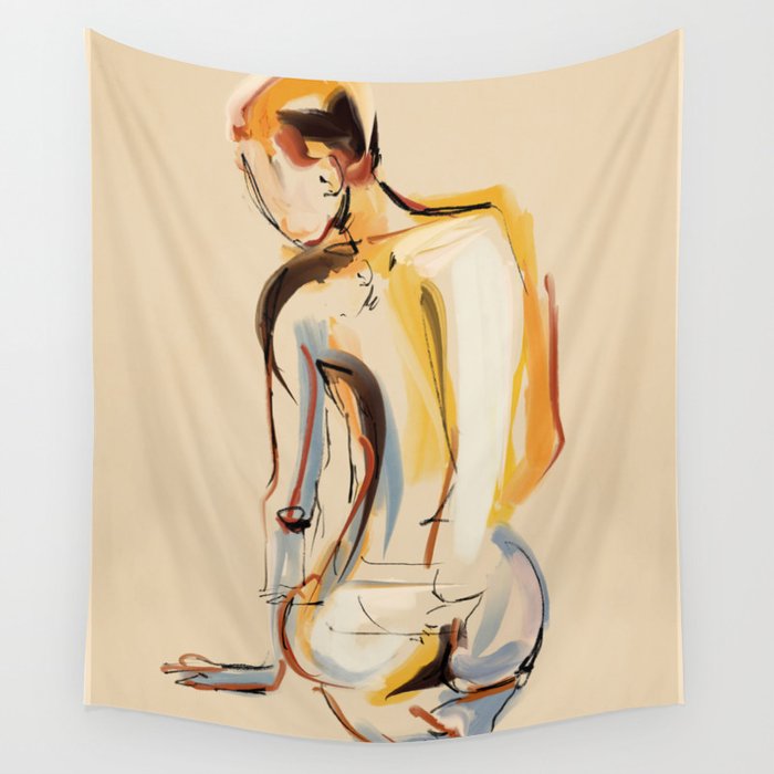 Female Figure Line Art 8 Wall Tapestry Gallery Image 1