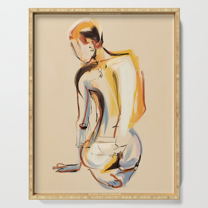 Female Figure Line Art 8 Serving Tray Gallery Image 1