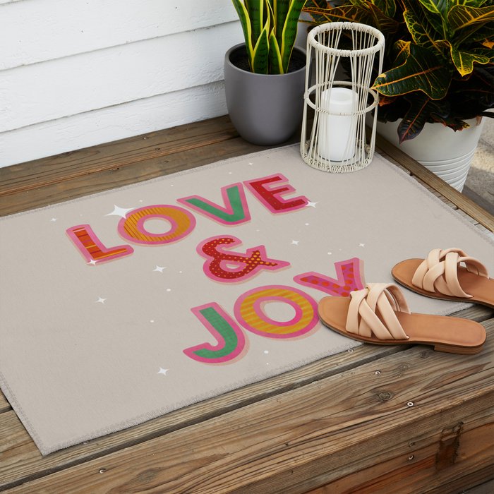 LOVE & JOY Festive Letters Outdoor Rug Gallery Image 2