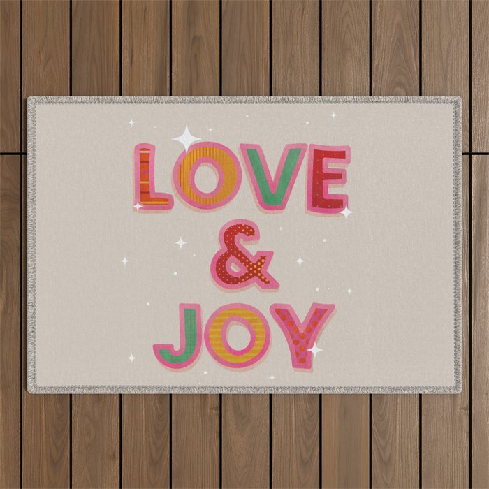 LOVE & JOY Festive Letters Outdoor Rug Gallery Image 1