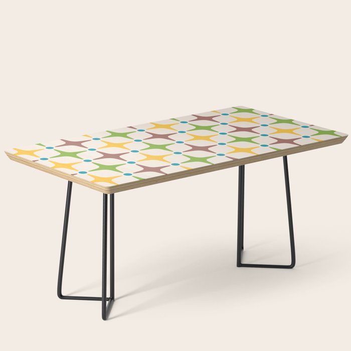 Mid Century Modern Star Pattern 214 Brown Yellow Turquoise Chartreuse Coffee Table Gallery Image 1