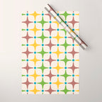 Mid Century Modern Star Pattern 214 Brown Yellow Turquoise Chartreuse Wrapping Paper Gallery Image 1
